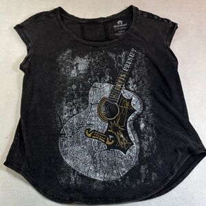 Graceland Logo Crewneck Tee in Charcoal and White